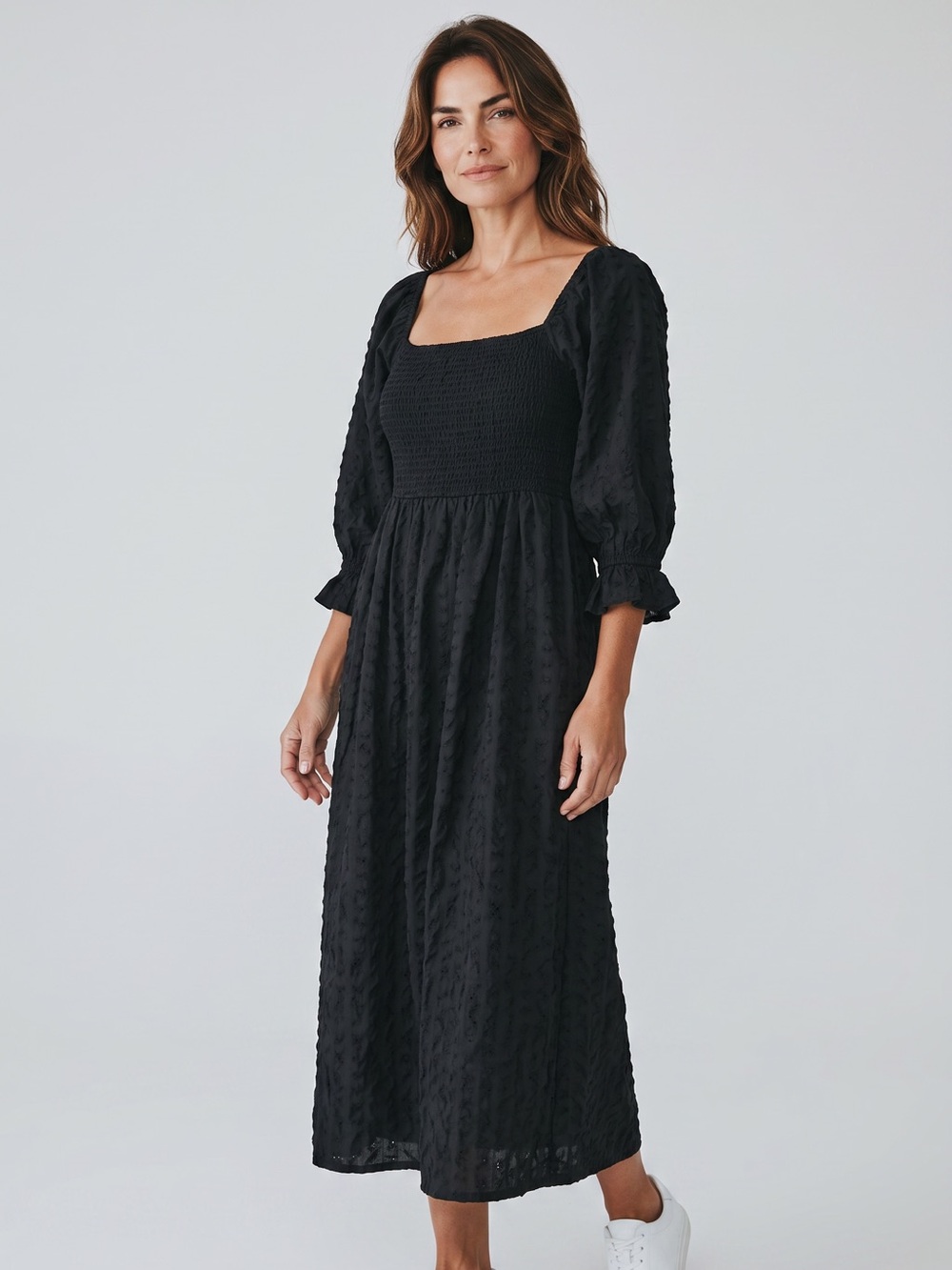 Miss Selfridge Seersucker Square Neckline Black size 10